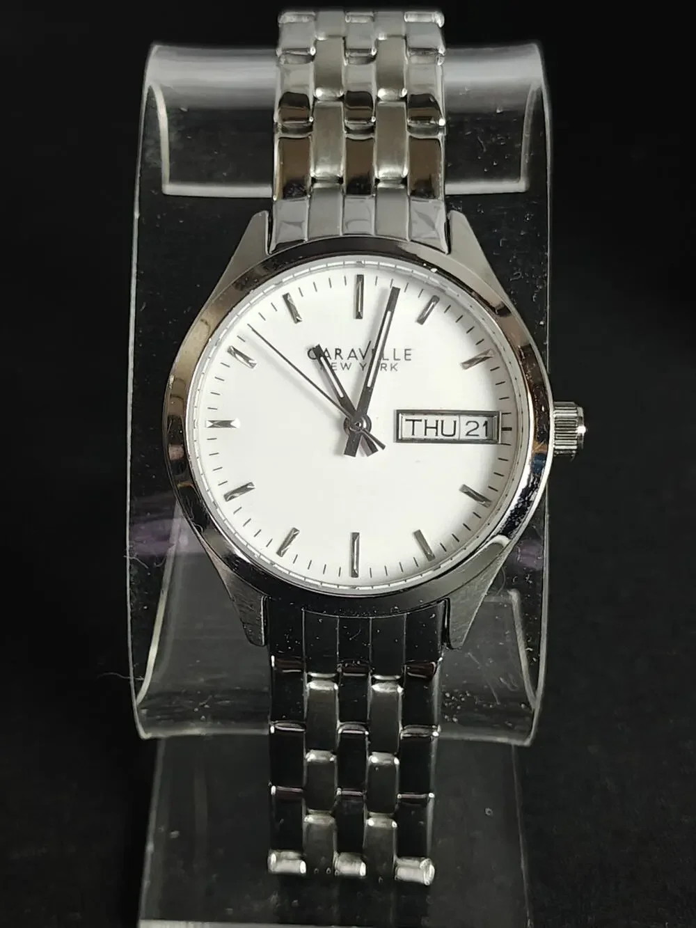 Caravelle by BULOVA 30mm Woman's Corporate Day / Date White Dial Watch NWB